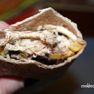 Slow Cooker Chicken Burritos with Beans, Corn, & Tomatoes