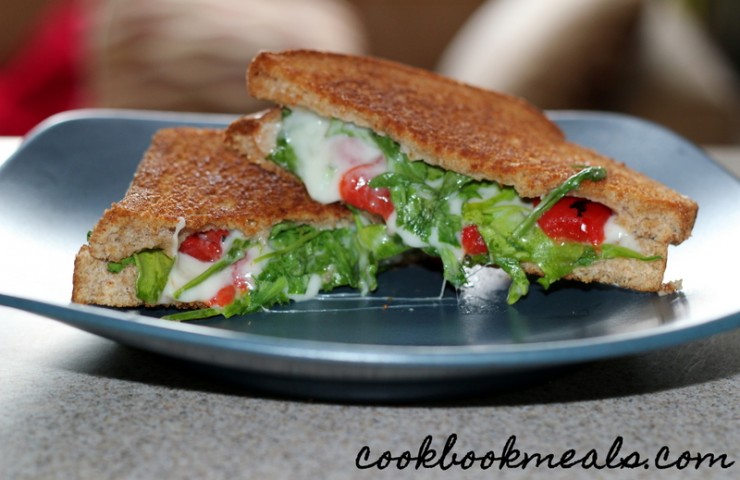 Grilled Cheese with Arugula and Roasted Peppers
