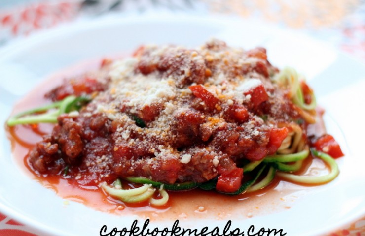 Slow Cooker Meat Sauce with Zucchini Noodles